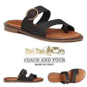 Coach & Four | Tucano Black Leather Slip On Flat Sandal Mules 8 MADE IN ITALY
